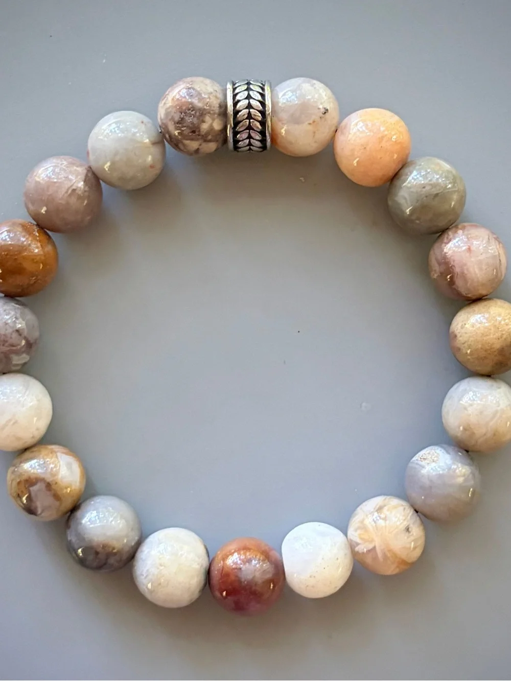 Natural Picture Jasper Handcrafted Bead Bracelet